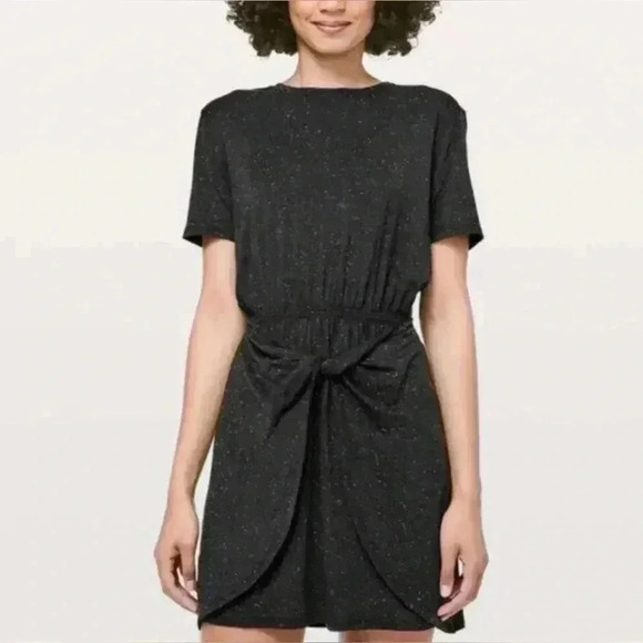 NWOT LULULEMON UNWIND YOUR MIND BLACK SHORTSLEEVE DRESS - Picture 1 of 5